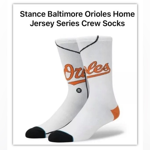 Stance Baltimore Orioles Home Jersey Crew Socks 1Pair Men9-12 White Baseball MLB - Picture 2 of 7
